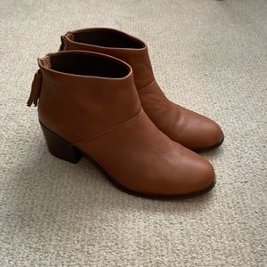 TOMS Brown Leather Ankle Booties